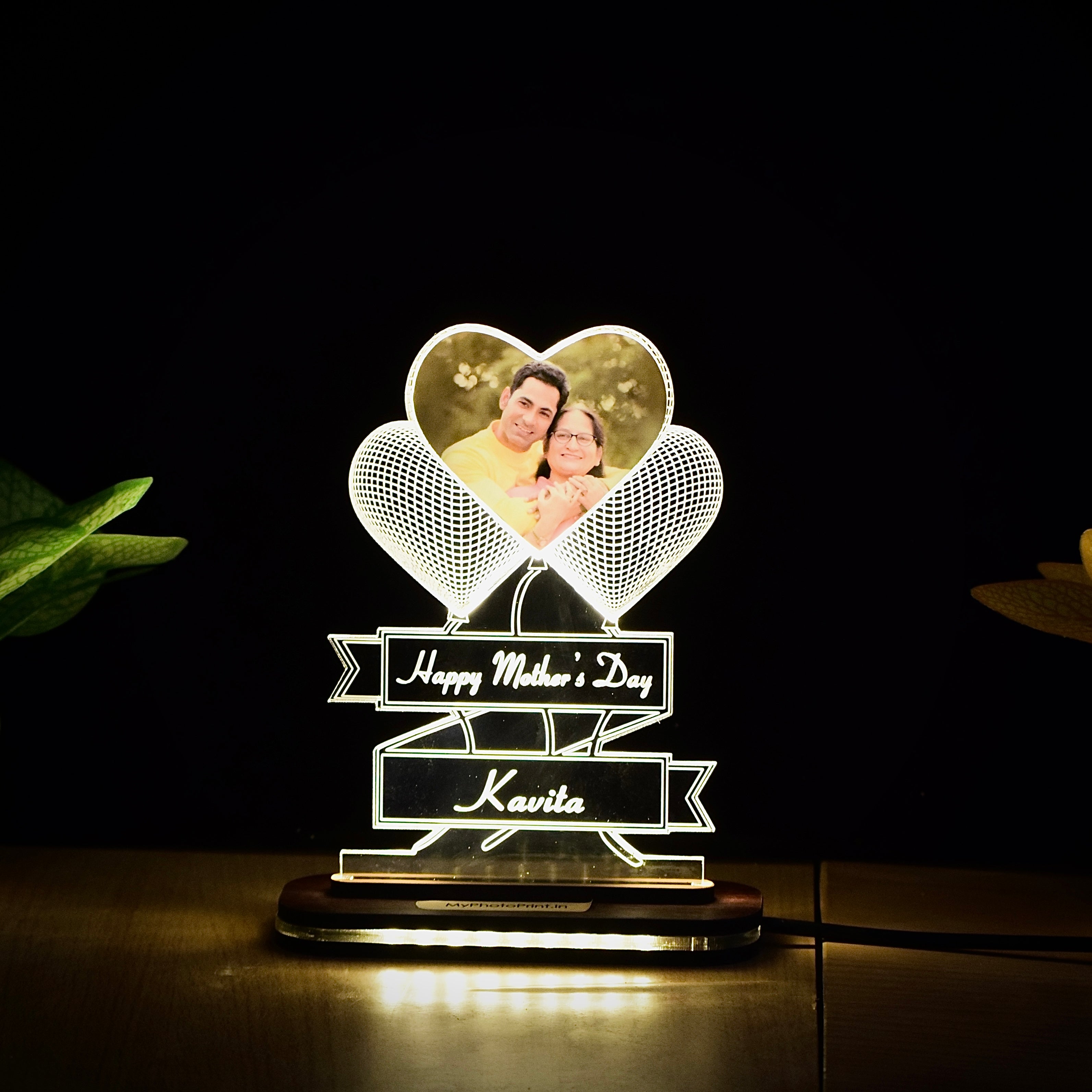 Personalized Mother's Day Acrylic LED Lamp – Heart Design