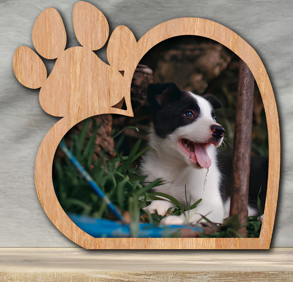Customized Paw Print Wooden Photo Frame 🐾❤️