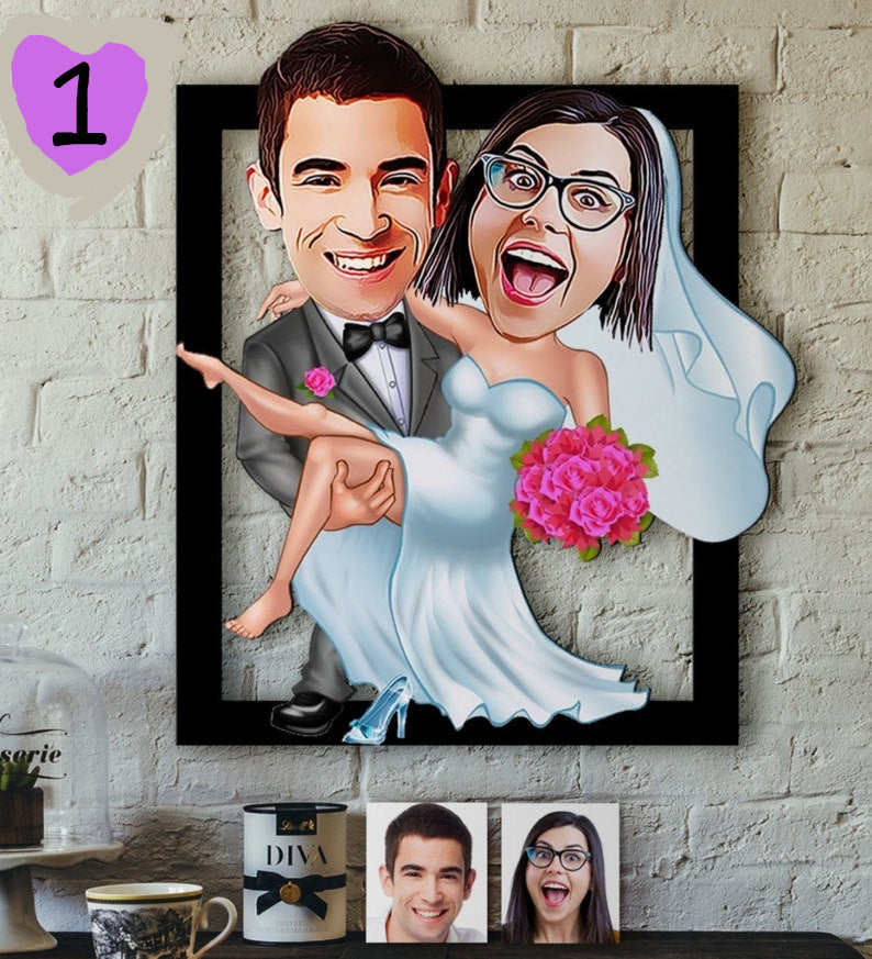 Personalized 3D Caricature Wedding Frame